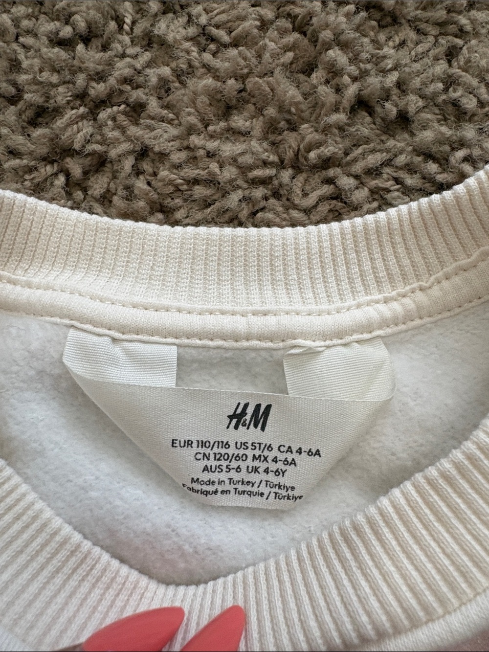 H&M Cream Crewneck Sweatshirt with Pink Accent - Picture 2 of 5